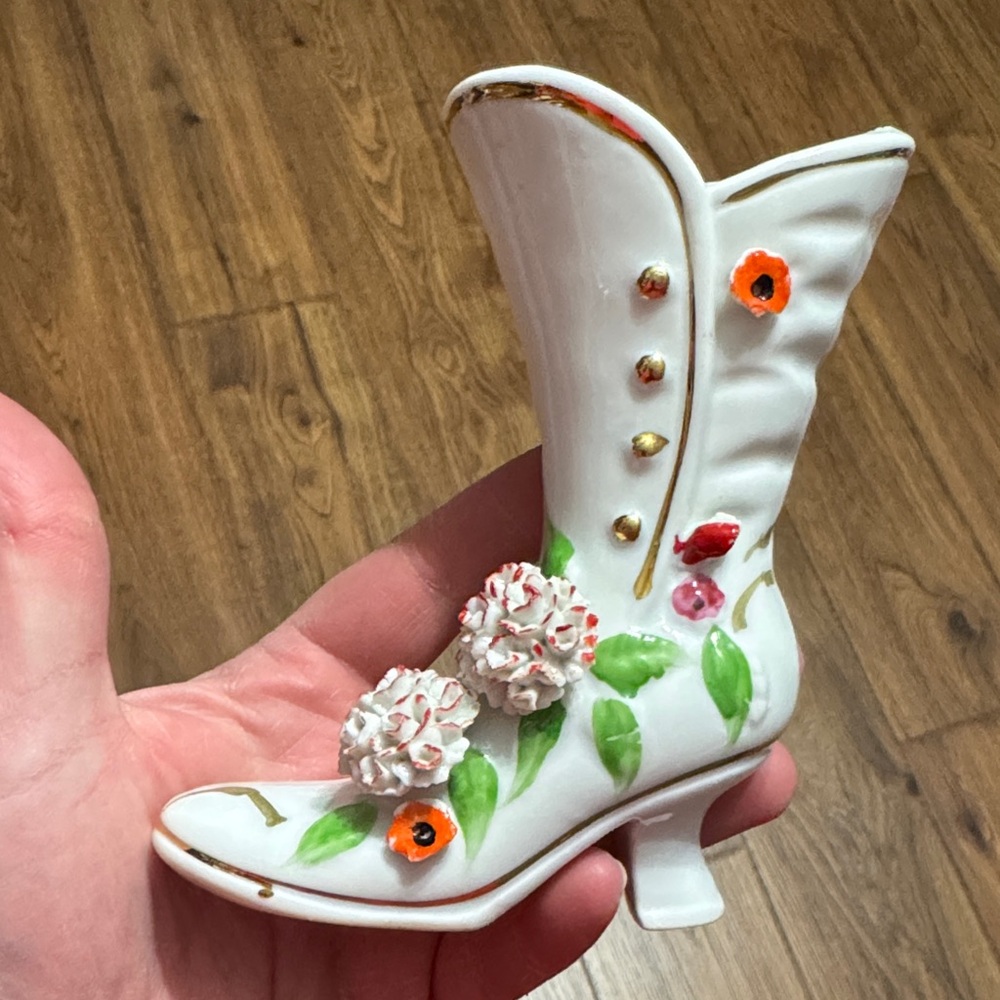 Vintage White Boot Figurine